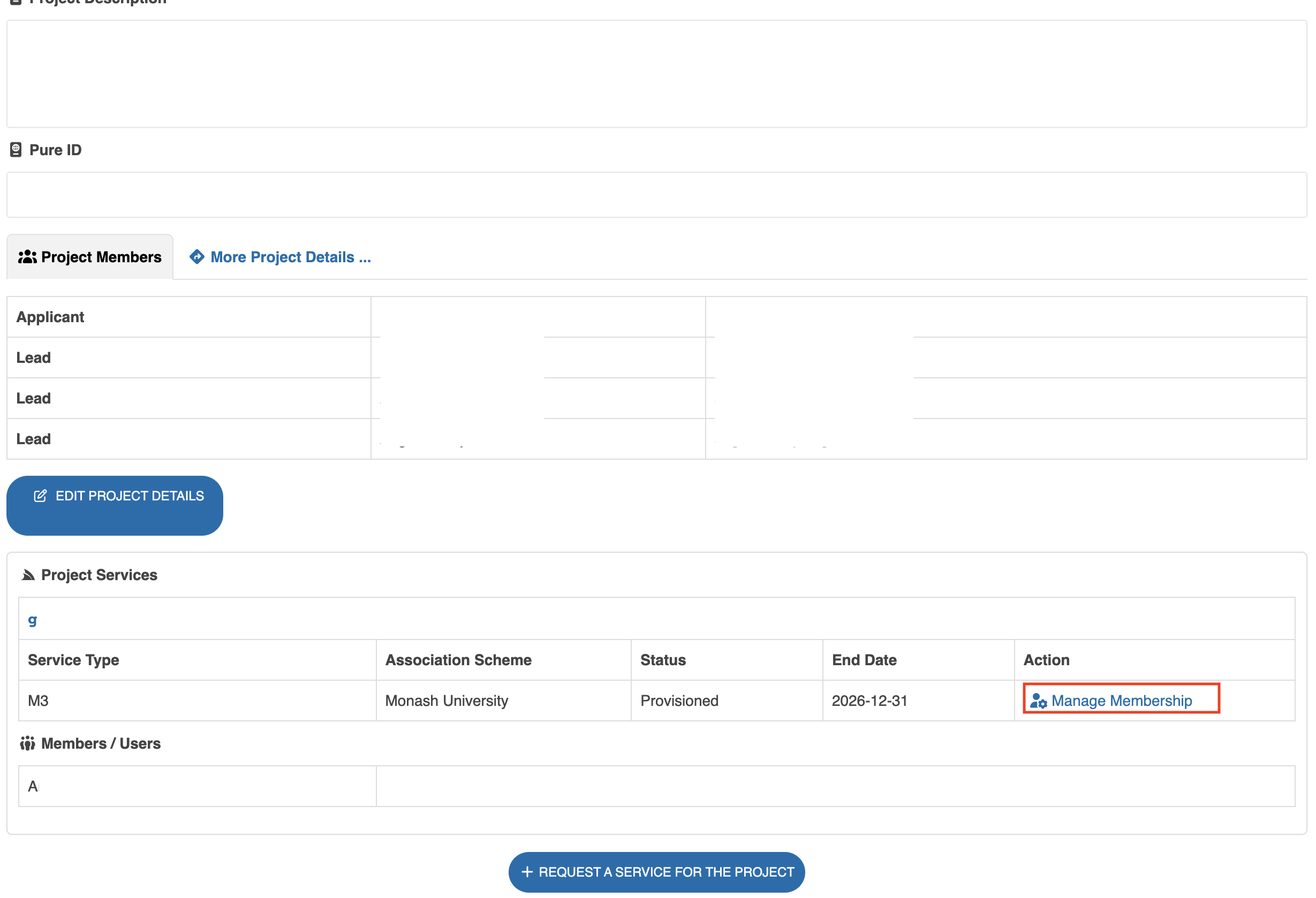 manage membership from project page Image